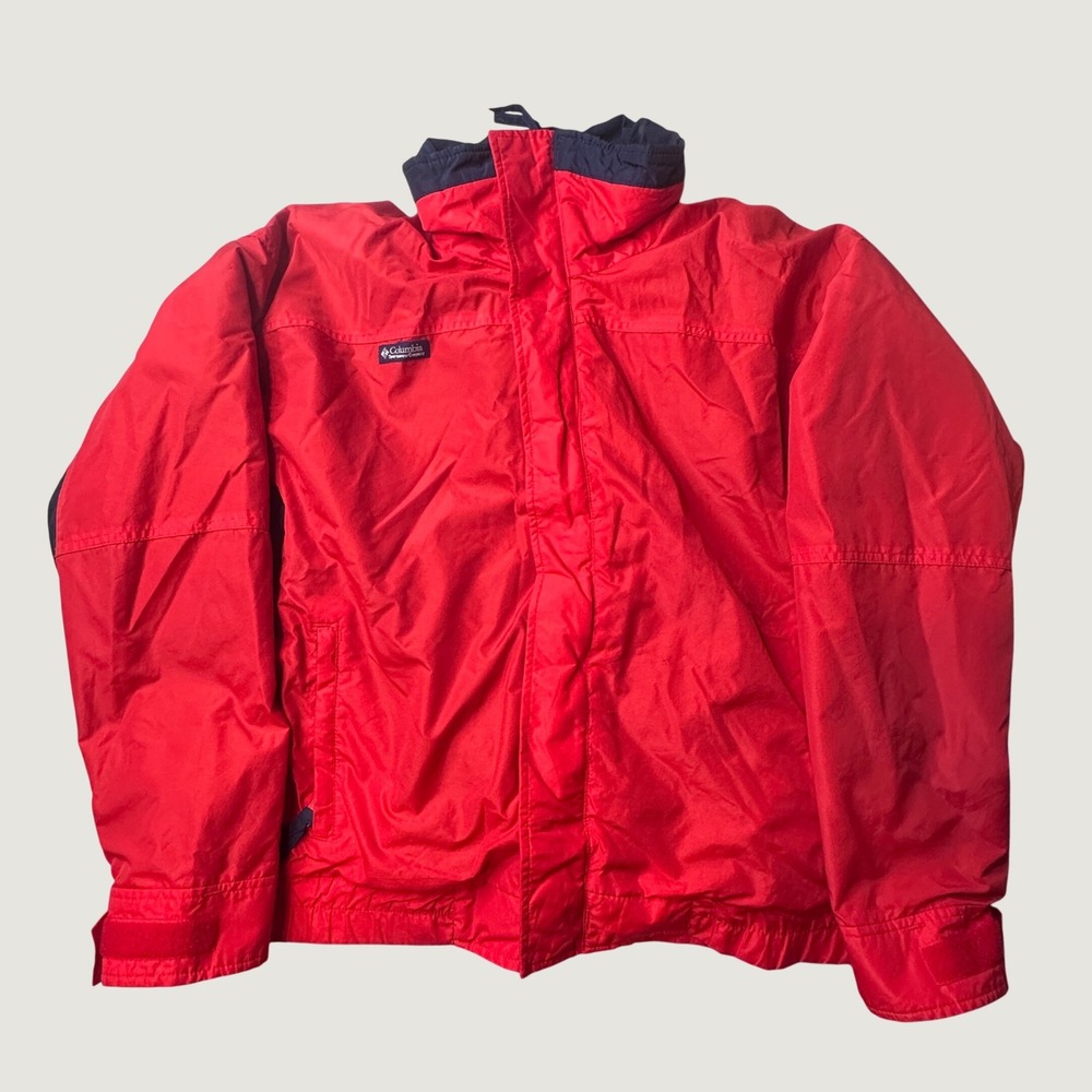 Vintage Columbia Jacket Mens L Radial Sleeve Red Blue Full Zip Fleece Lined USA